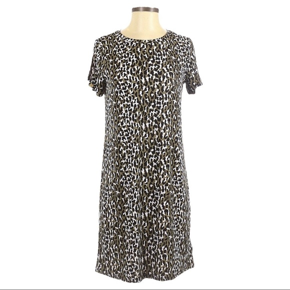 MICHAEL Michael Kors Leopard Print Jersey Short Sleeve Mini Dress Size XS - Picture 1 of 8